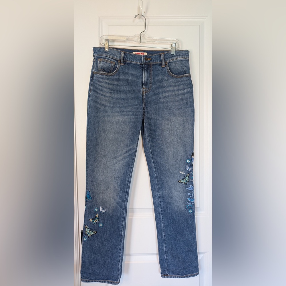 Johnny Was Selena Embroidered Distressed Boho-Chic Boyfriend Jeans Size 28